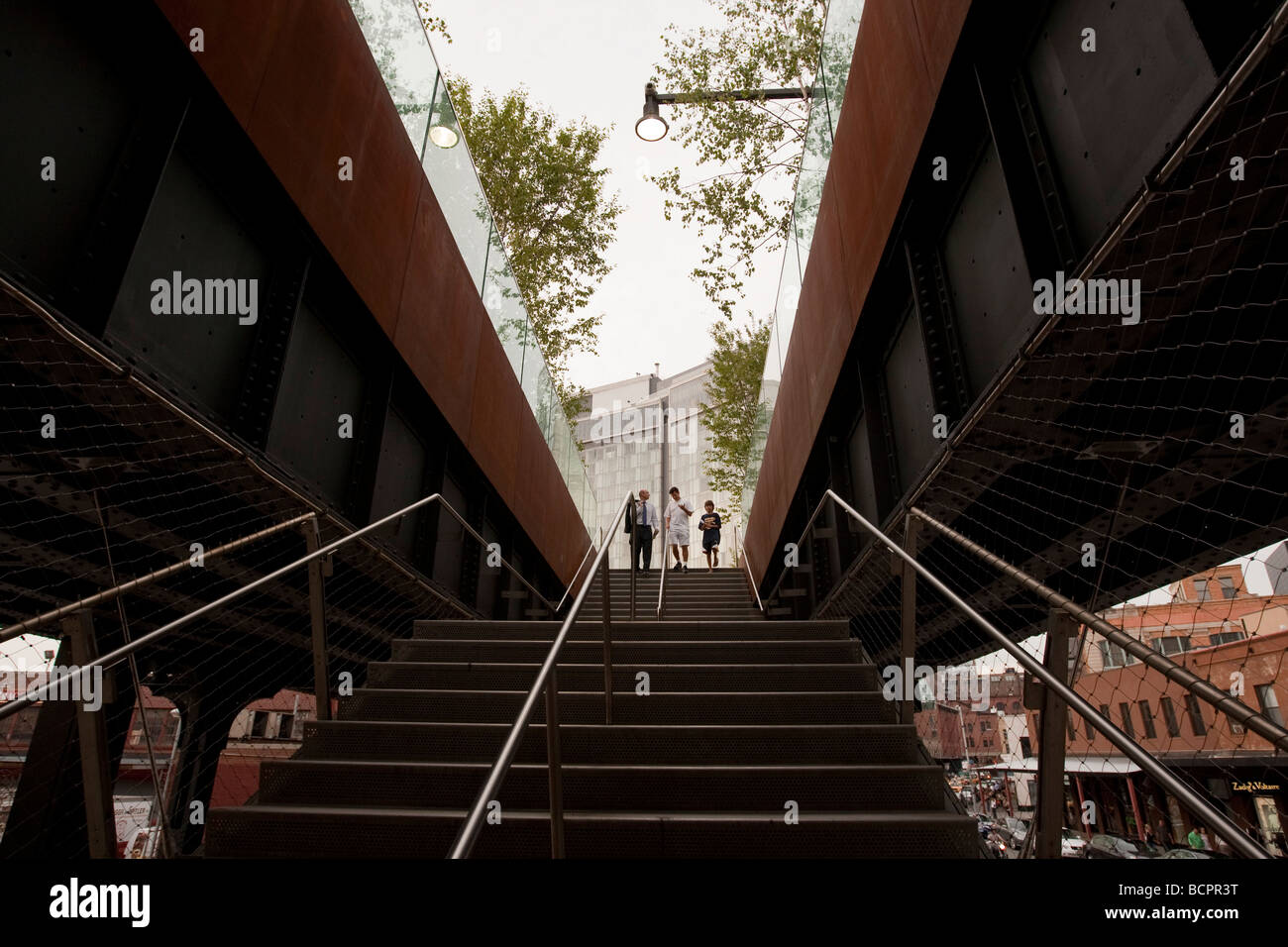 Staircase leading up to the Highline elevated park in New York USA 15 July 2009 Stock Photo