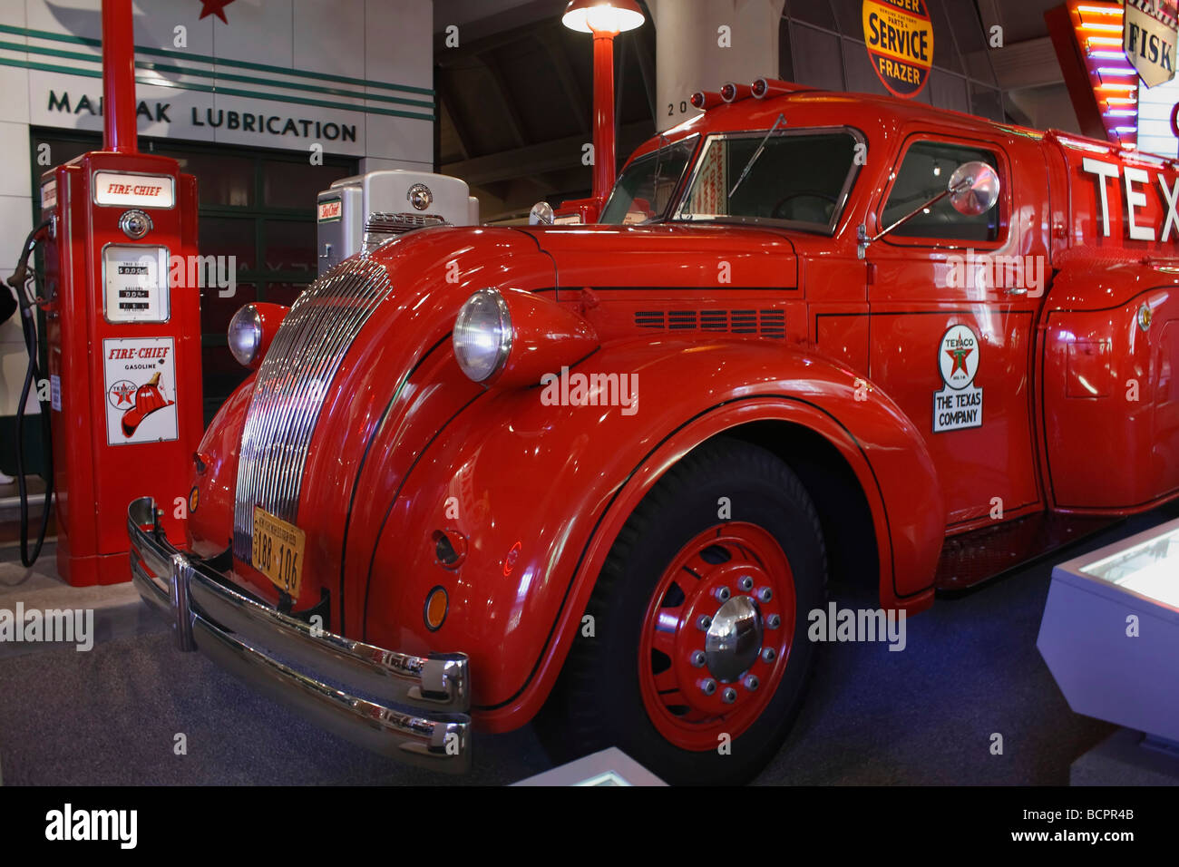 Historic museum Henry Ford Texaco truck focus in USA United States nobody hi-res Stock Photo