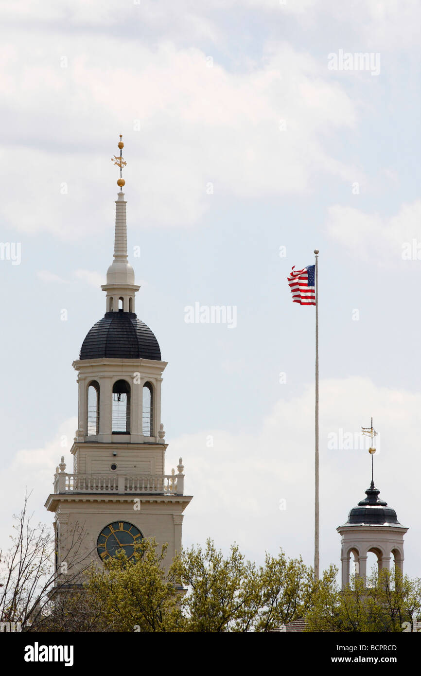 The Clocktower at the Henry Ford Museum Dearborn Detroit Michigan in USA US low angle from below United States nobody of America hi-res Stock Photo