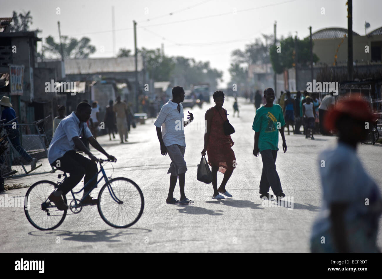 Pedestrians walk through Cite Soleil, Port-au-Prince, Haiti, on July 19, 2008. Stock Photo