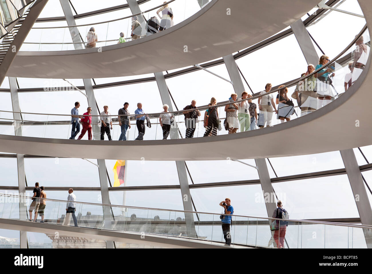 the Reichstag German Federal Parliament inside the glas cupola architct Sir Norman Foster Stock Photo