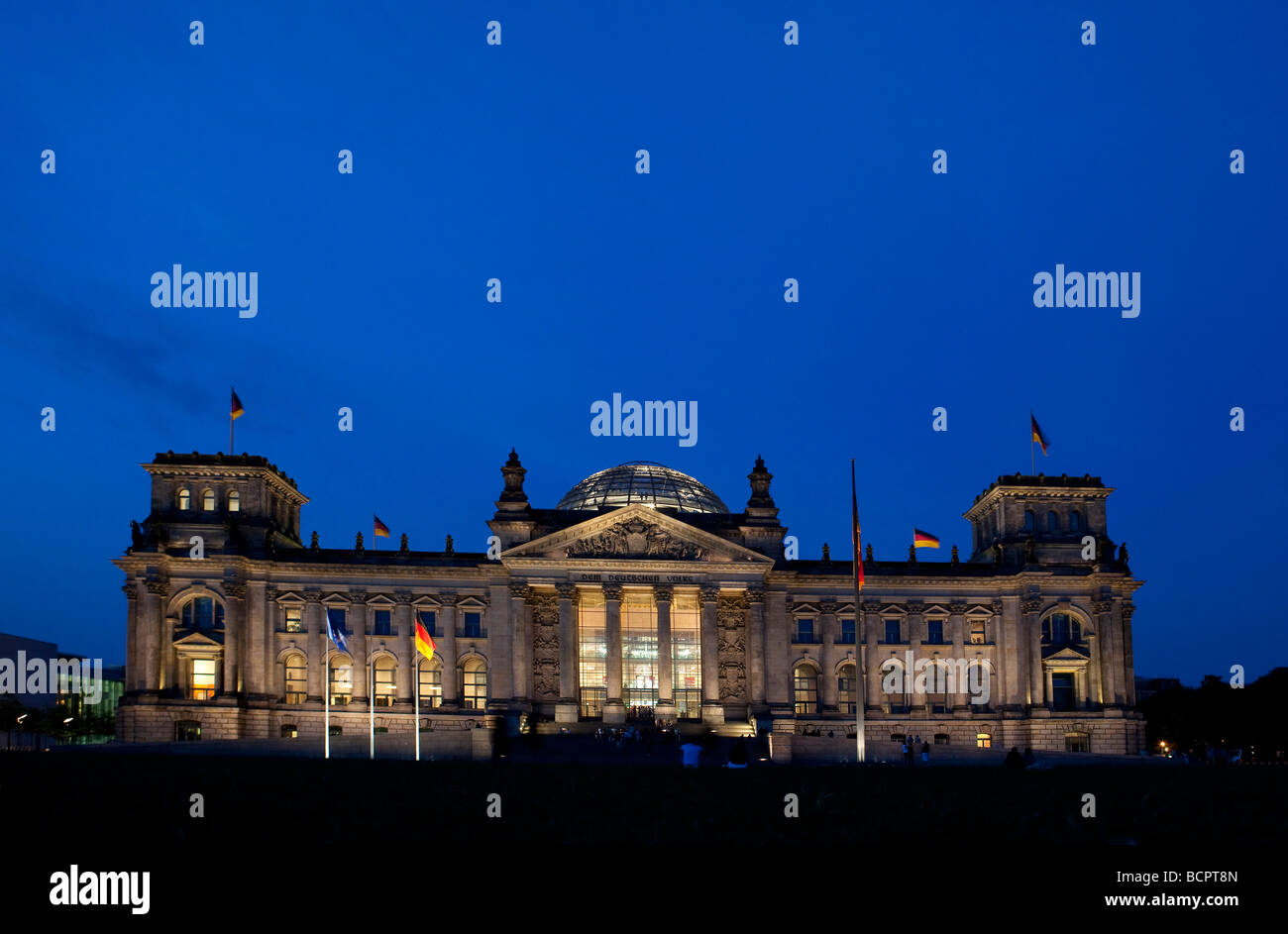 the Reichstag German Federal Parliament in the evening night Stock Photo