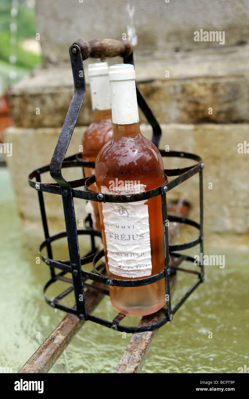 two bottles of Frejus rosewine Stock Photo