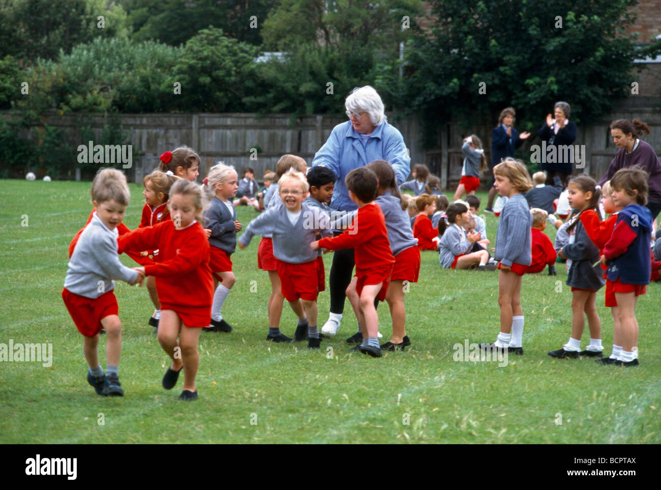 Primary School Sportsday Country Dancing Stock Photo Alamy
