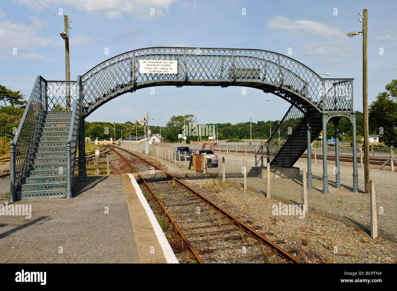 Cast iron Victorian footbridge over the railway track, made at the ...