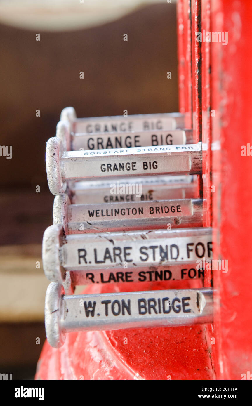 Electric train ticket apparatus in a signal box, used to avoid collisions on a single track line. Stock Photo