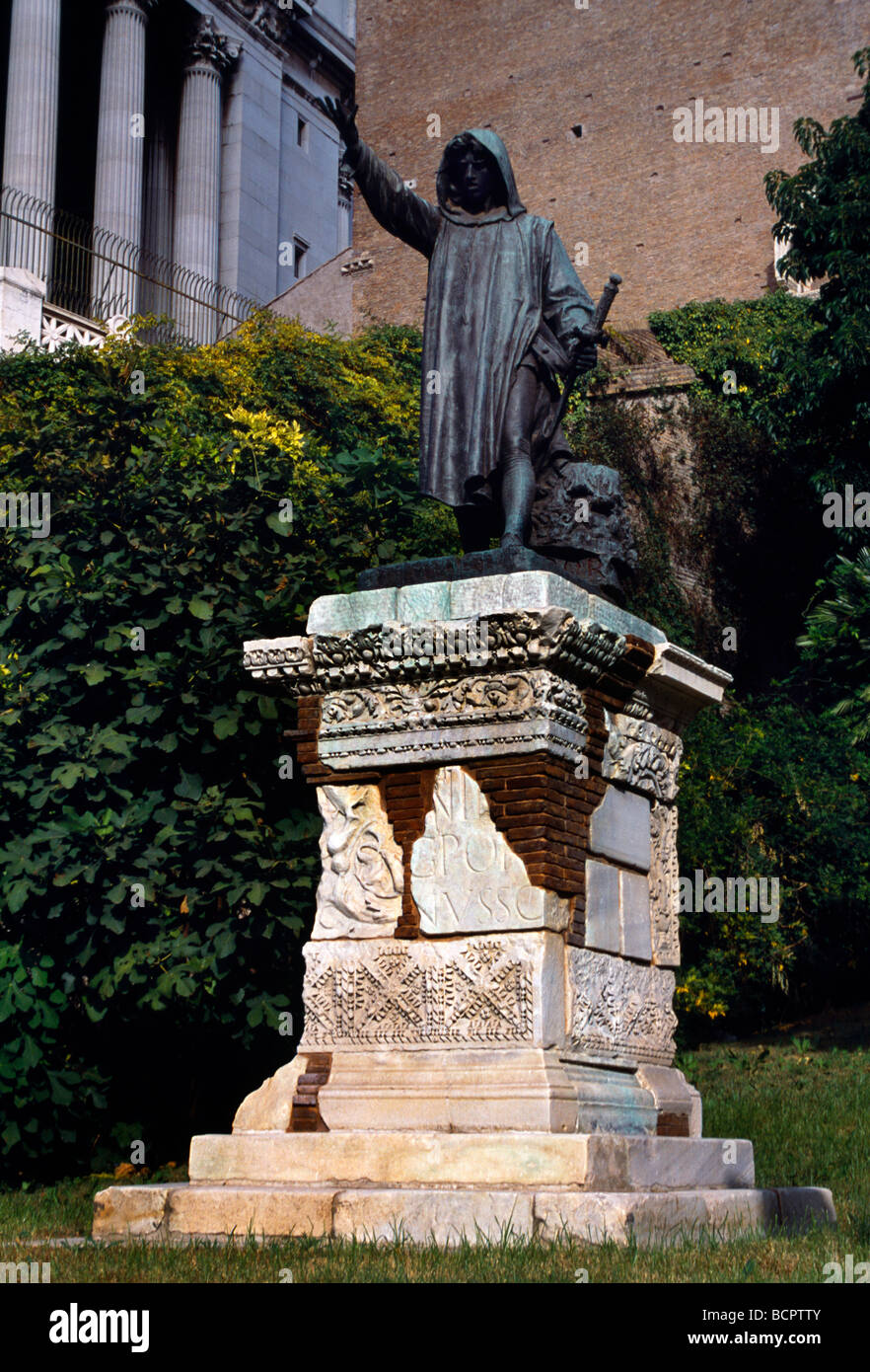 Rome Italy Capitol Hill Capitoline Museum Statue of Nicola Gabrini (Cola di Rienzo) Former Senator of Rome Stock Photo