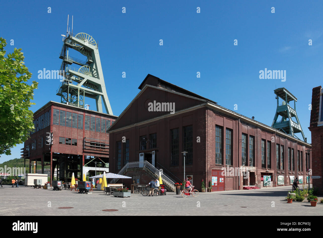 Route der Industriekultur, Zeche Ewald 1/2/7, Schacht 2 und Schacht 7, Herten, Ruhrgebiet, Nordrhein-Westfalen Stock Photo