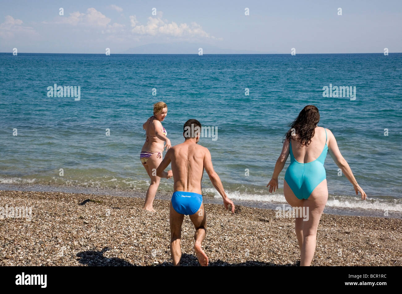 Swimmers at Vatera Stock Photo