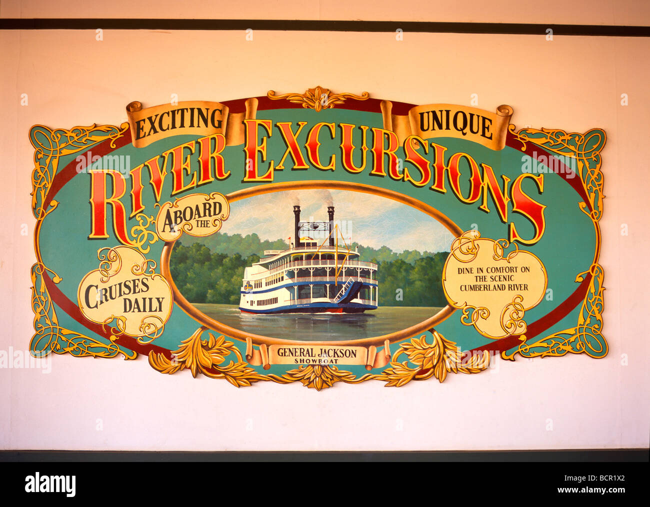 Poster advertising River Excursions Stock Photo
