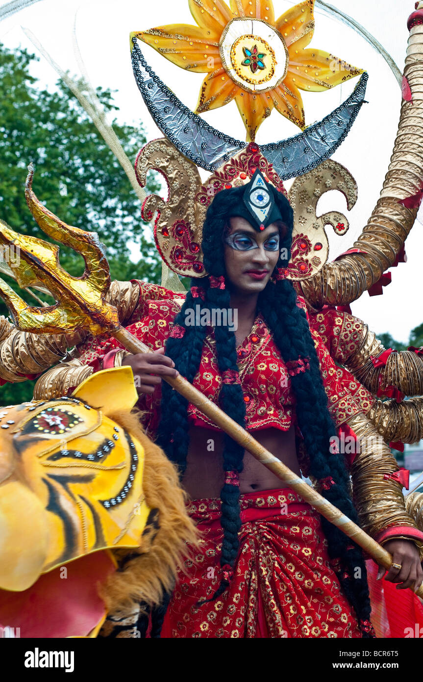 Stilt dancer in Shiva styled costume at the Southampton mela Stock
