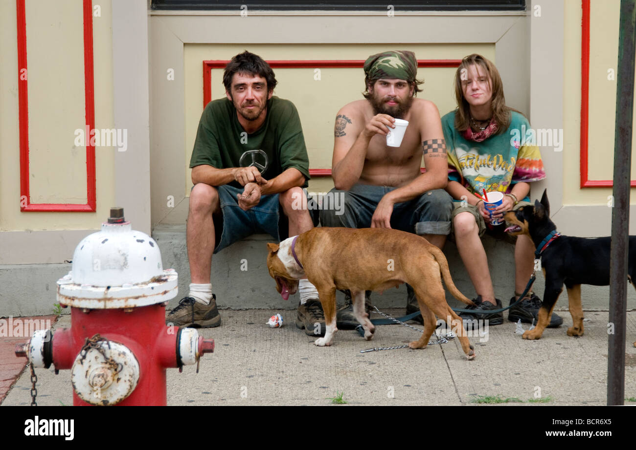 Homeless people at street in Pittsburgh, PA Stock Photo