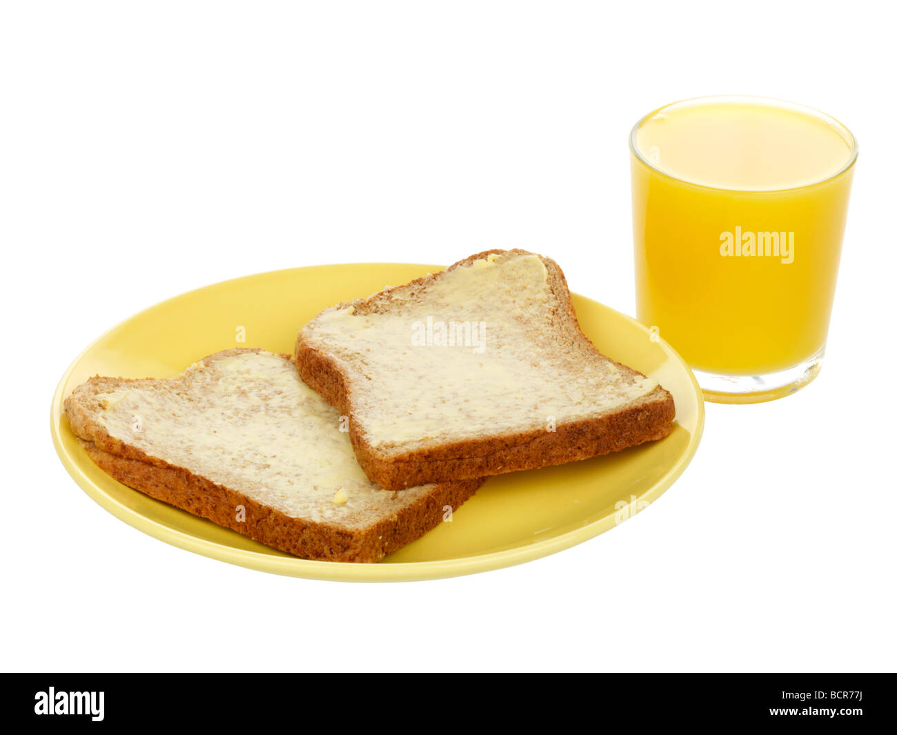 Brown Bread with Butter and Orange Juice Stock Photo Alamy