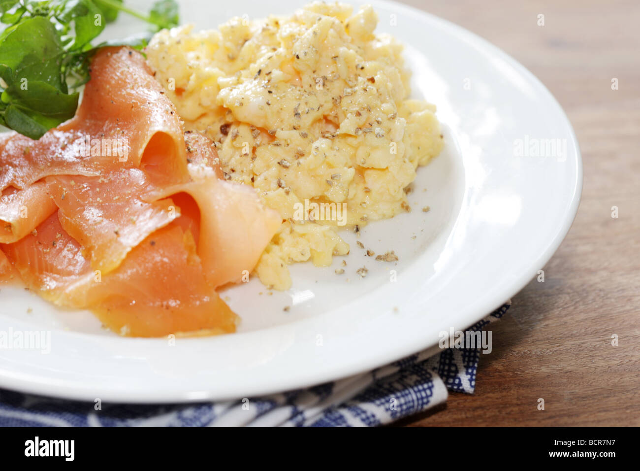 Smoked Salmon with Scrambled Egg Stock Photo - Alamy