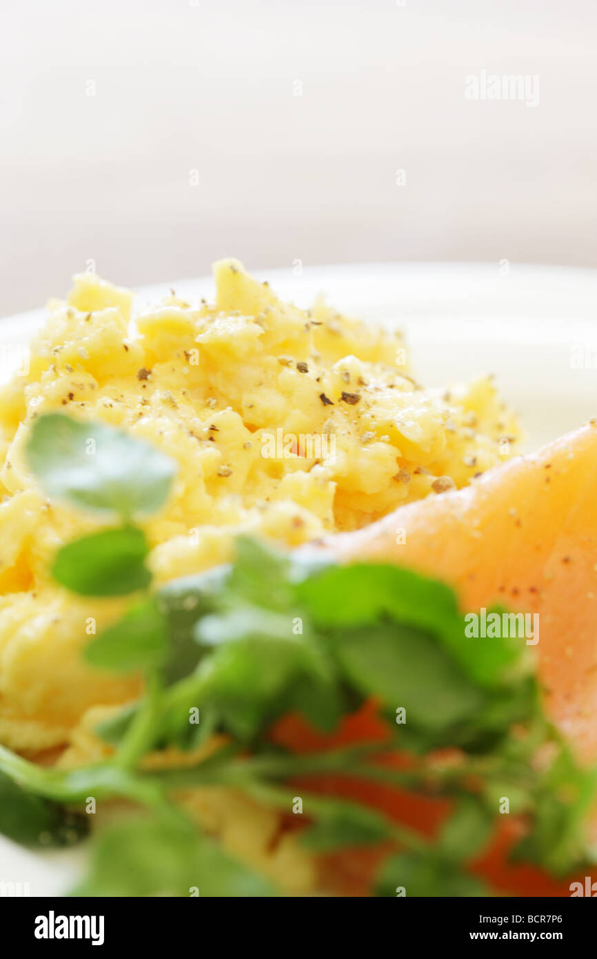 Smoked Salmon with Scrambled Egg Stock Photo - Alamy