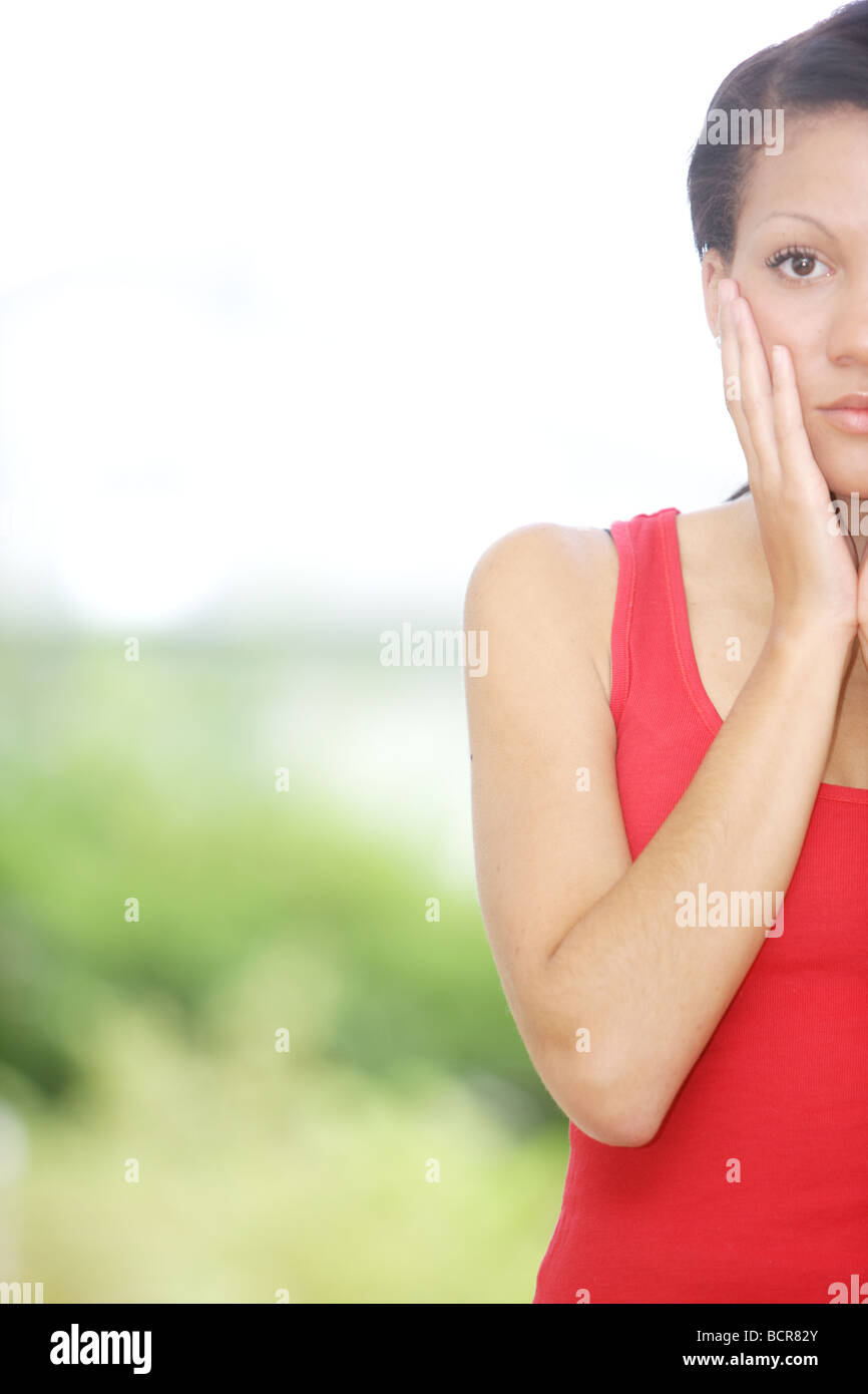 Shocked Young Woman Model Released Stock Photo