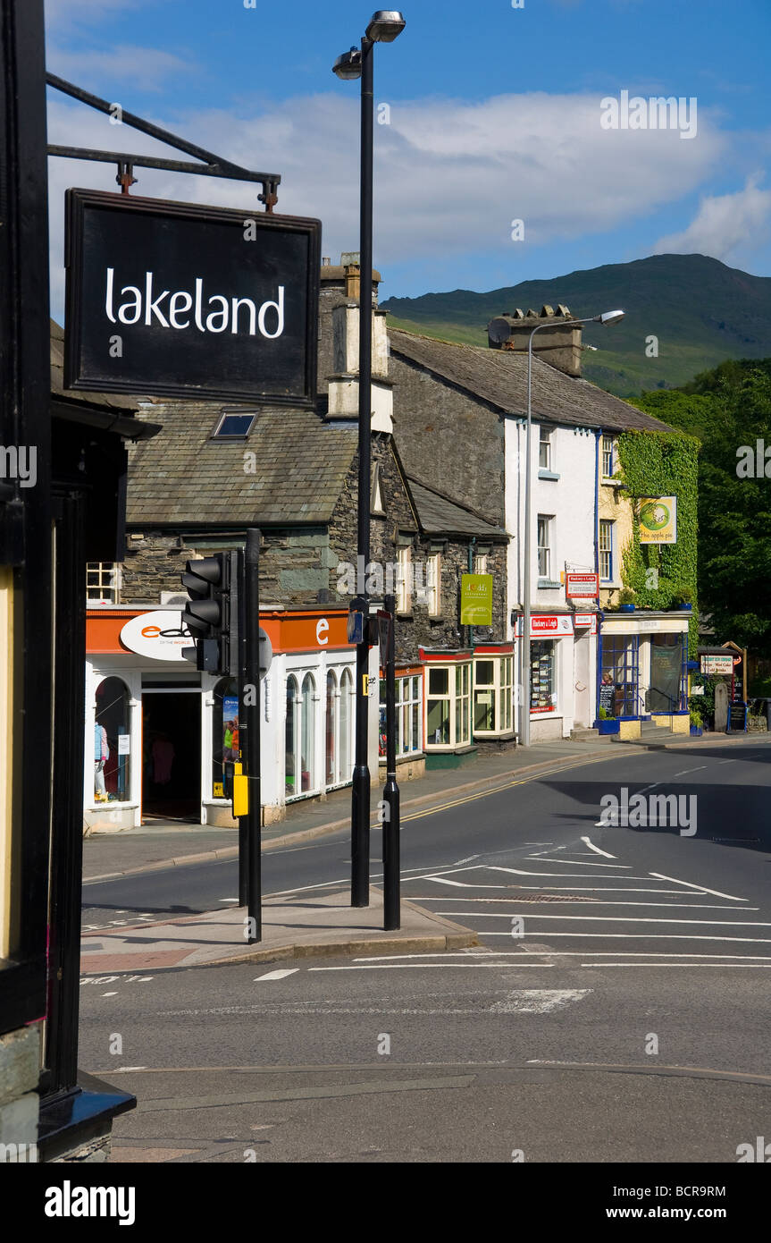 Looking along Rydal Road in summer Ambleside Cumbria England UK United Kingdom GB Great Britain Stock Photo