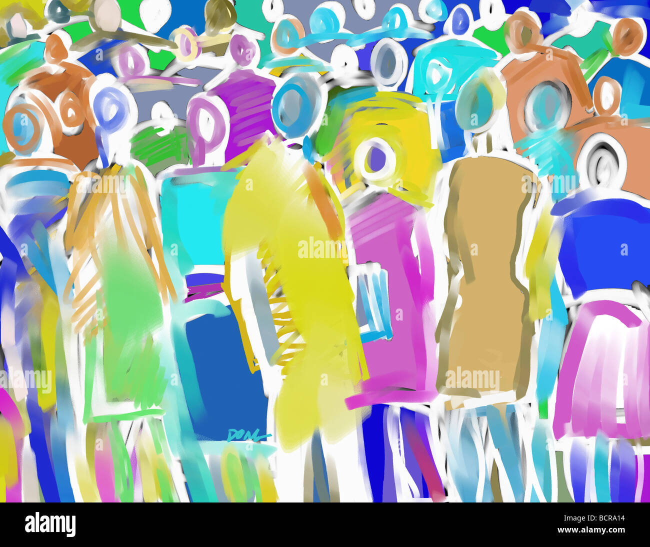 Lost in a crowd, 2007, Diana Ong (b.1940/Chinese-American) Computer Graphics Stock Photo