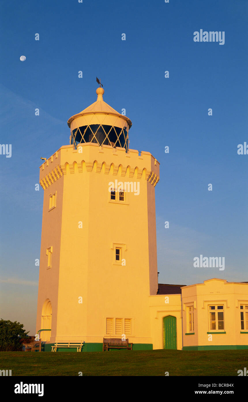 Facade of a lighthouse, South Foreland Lighthouse, St. Margarets Bay, Dover, Kent, England Stock