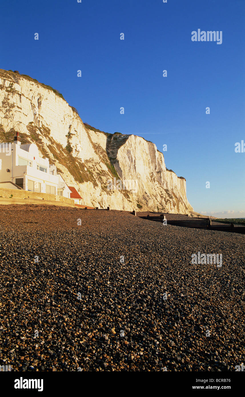 Tourist resort on the beach, White Cliffs Of Dover, St. Margarets Bay, Kent, England Stock Photo