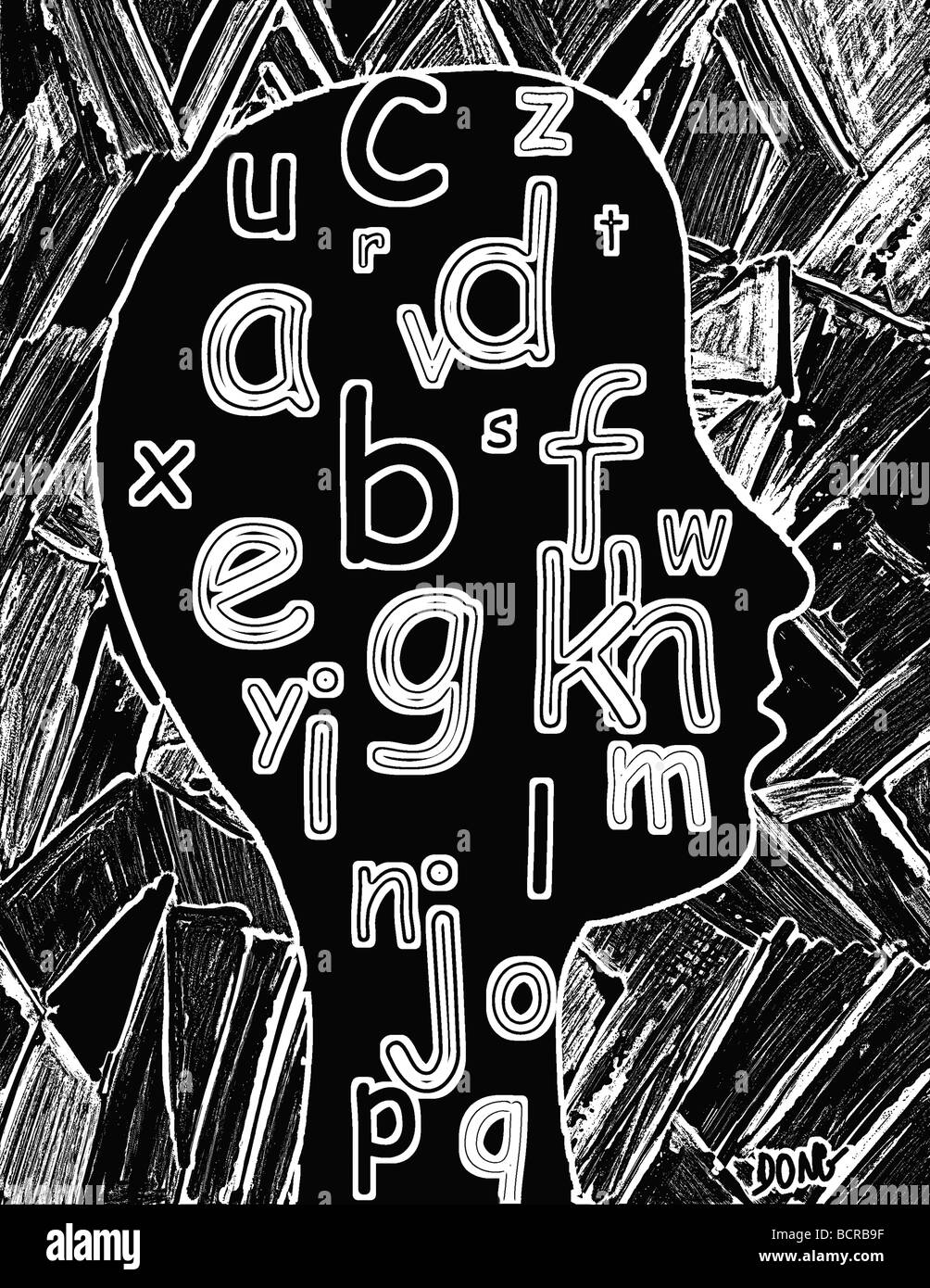 Black and white abc, 2006, Diana Ong (b.1940/Chinese-American) Computer Graphics Stock Photo