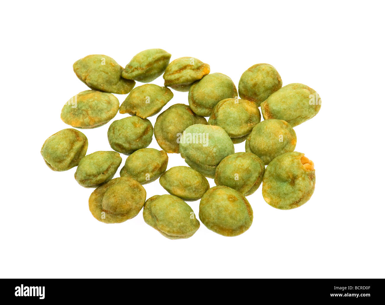 green wasabi nuts  peanuts roasted with wasabi hull spout wrapper coat  finger fingerfood food snack japan japanese taste horser Stock Photo