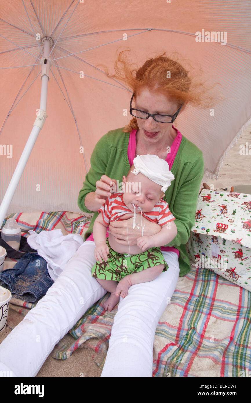 2 month old at the beach