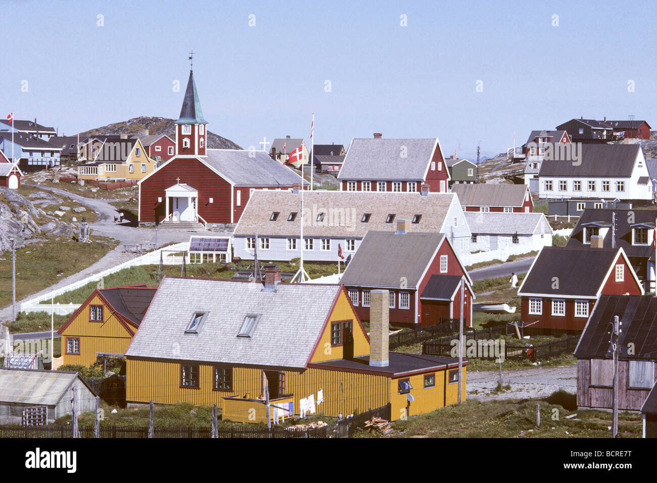 Elk125 6044 Greenland Nuuk (Godthab) old town settlement with church