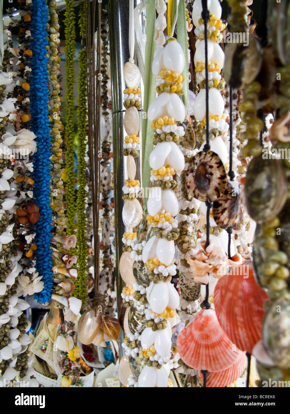 Shell necklaces for sale in Spain, Galicia, Isla de la Toja Stock Photo -  Alamy