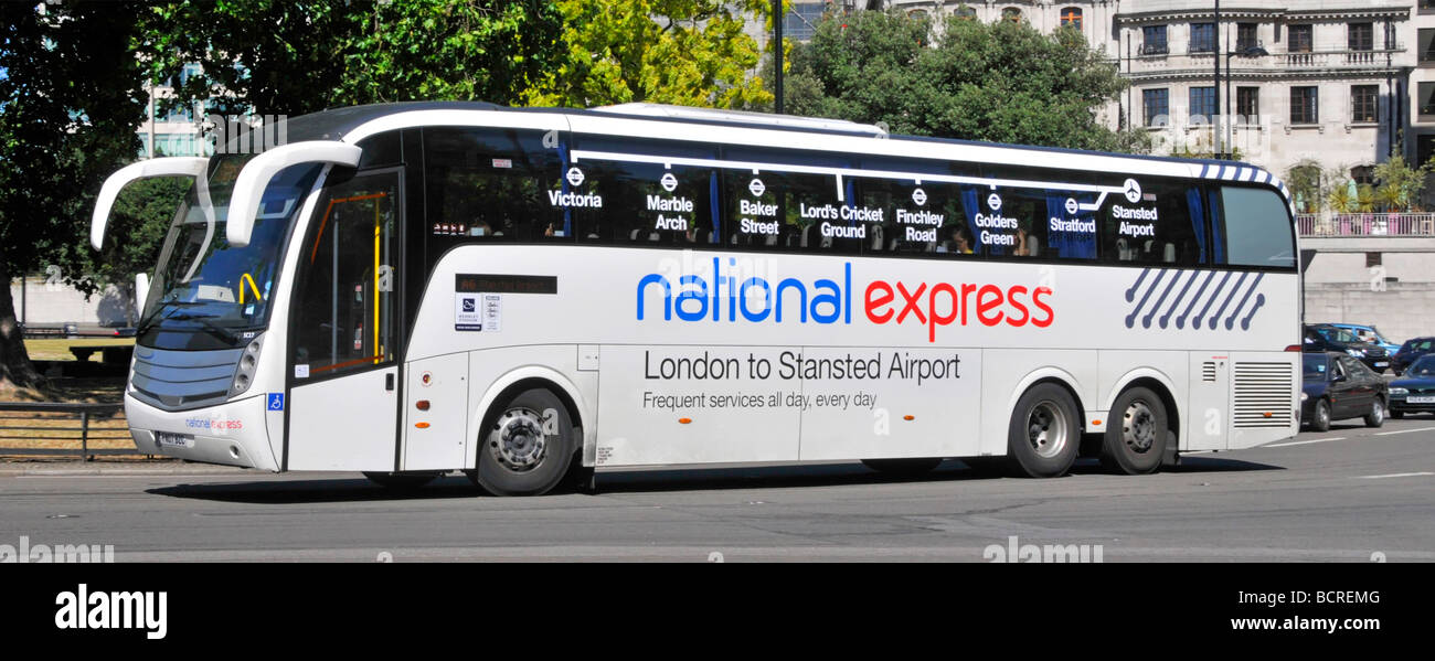 Close up of twin rear axle National Express Coach in Park Lane departing  London coach station on route to Stanstead Airport in Essex England UK  Stock Photo - Alamy