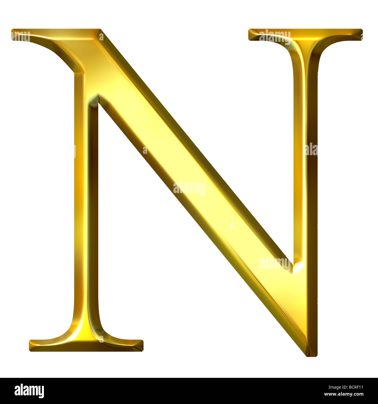 3d golden Greek letter ny Stock Photo