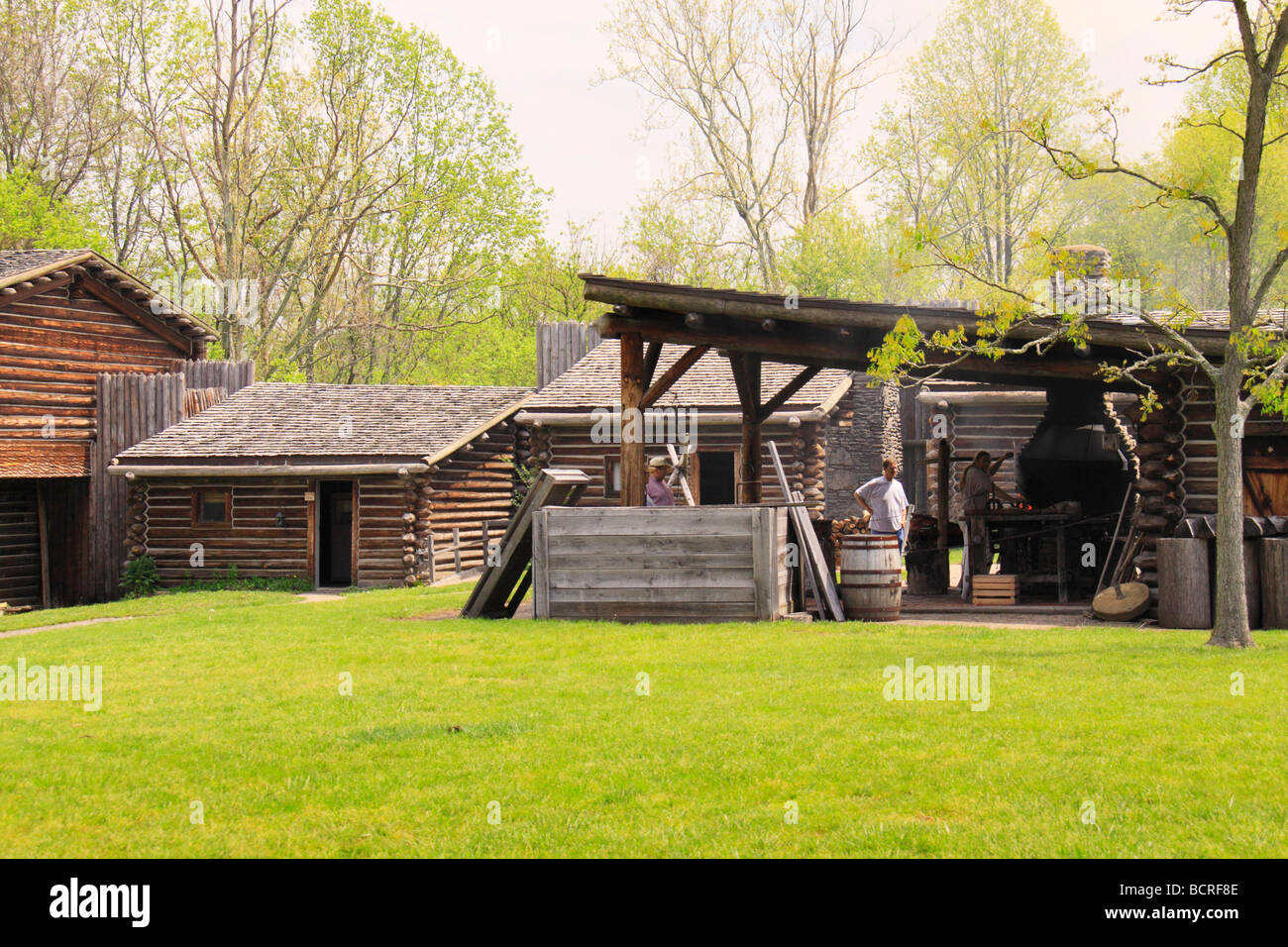 Blacksmith in fort compound Fort Boonesborough State Park Richmond Kentucky Stock Photo