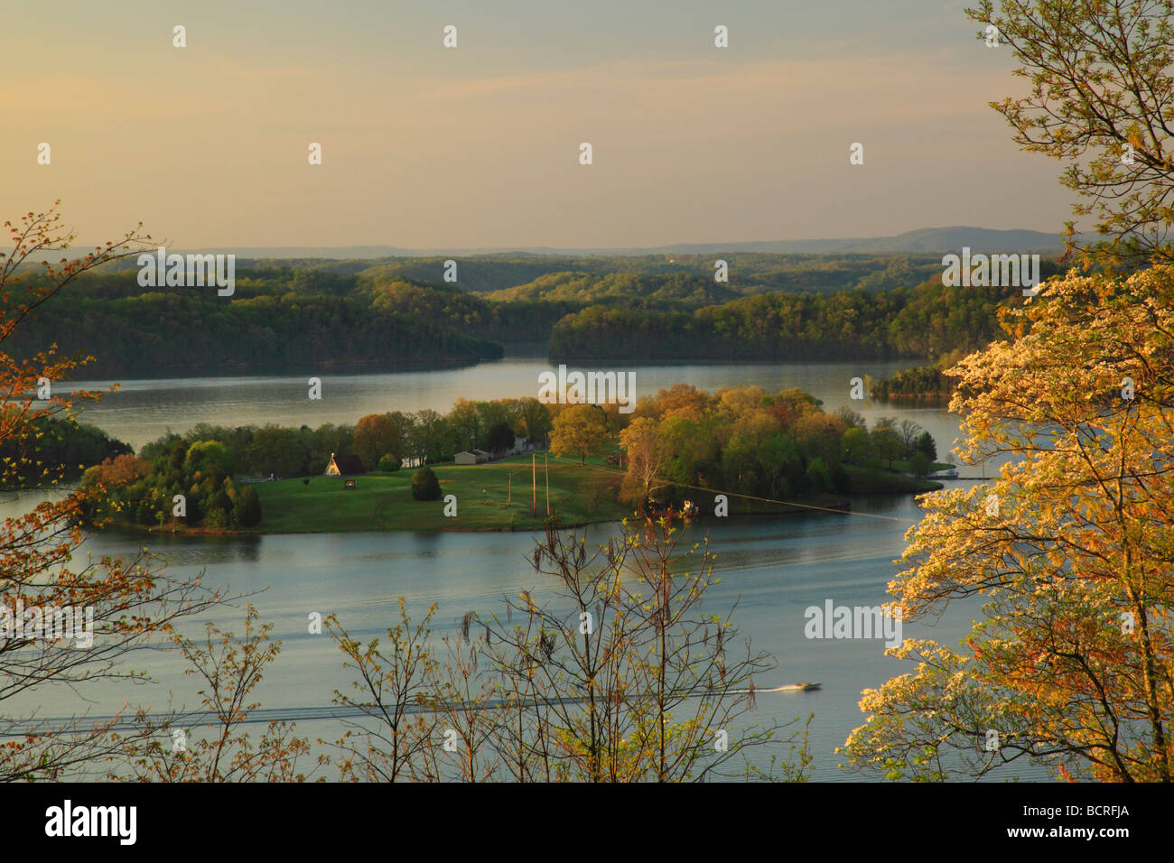 Sunrise Trooper Island in Dale Hollow Lake State Resort Park Burkesville Kentucky Stock Photo