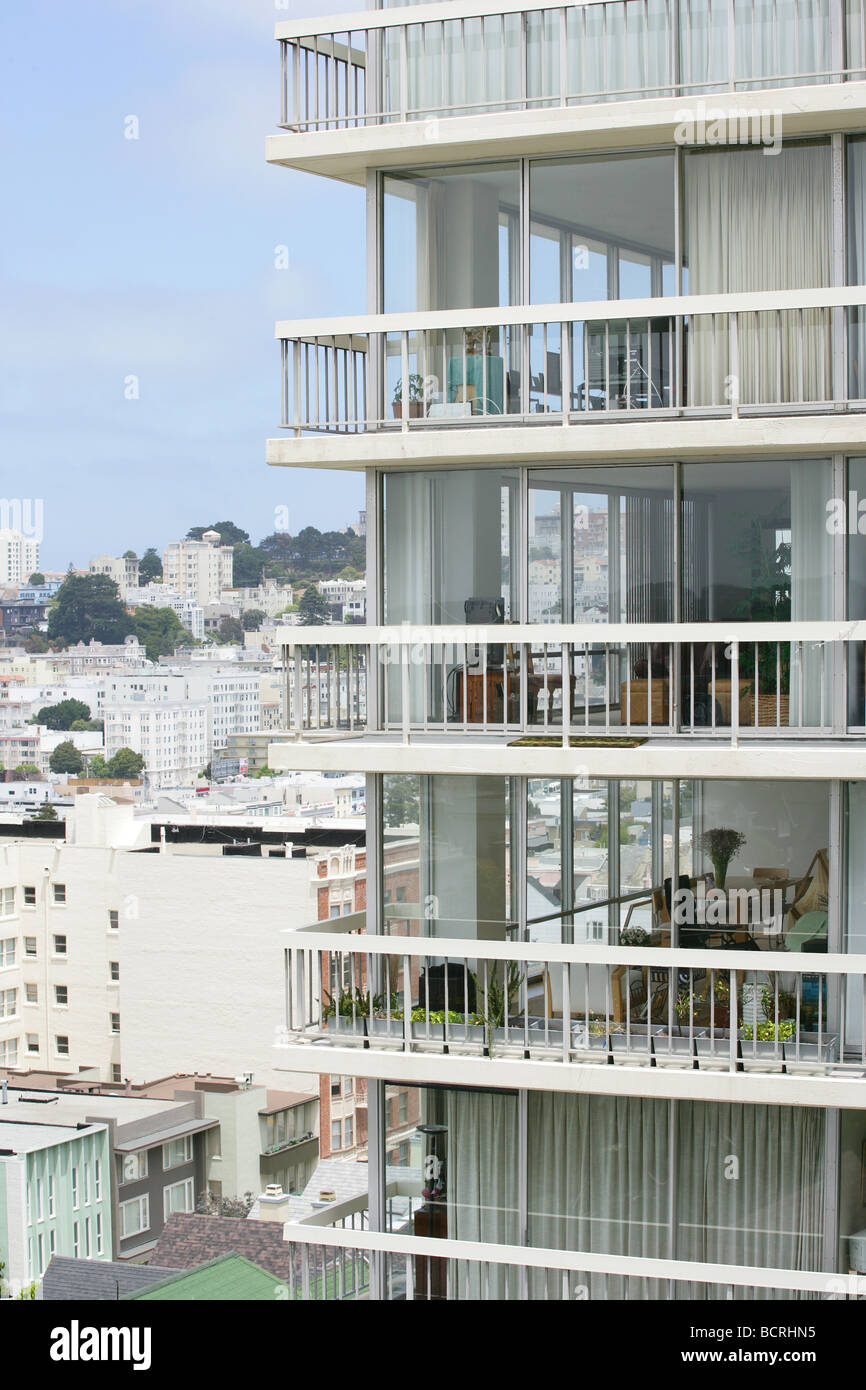 American apartment block night in hires stock photography and images