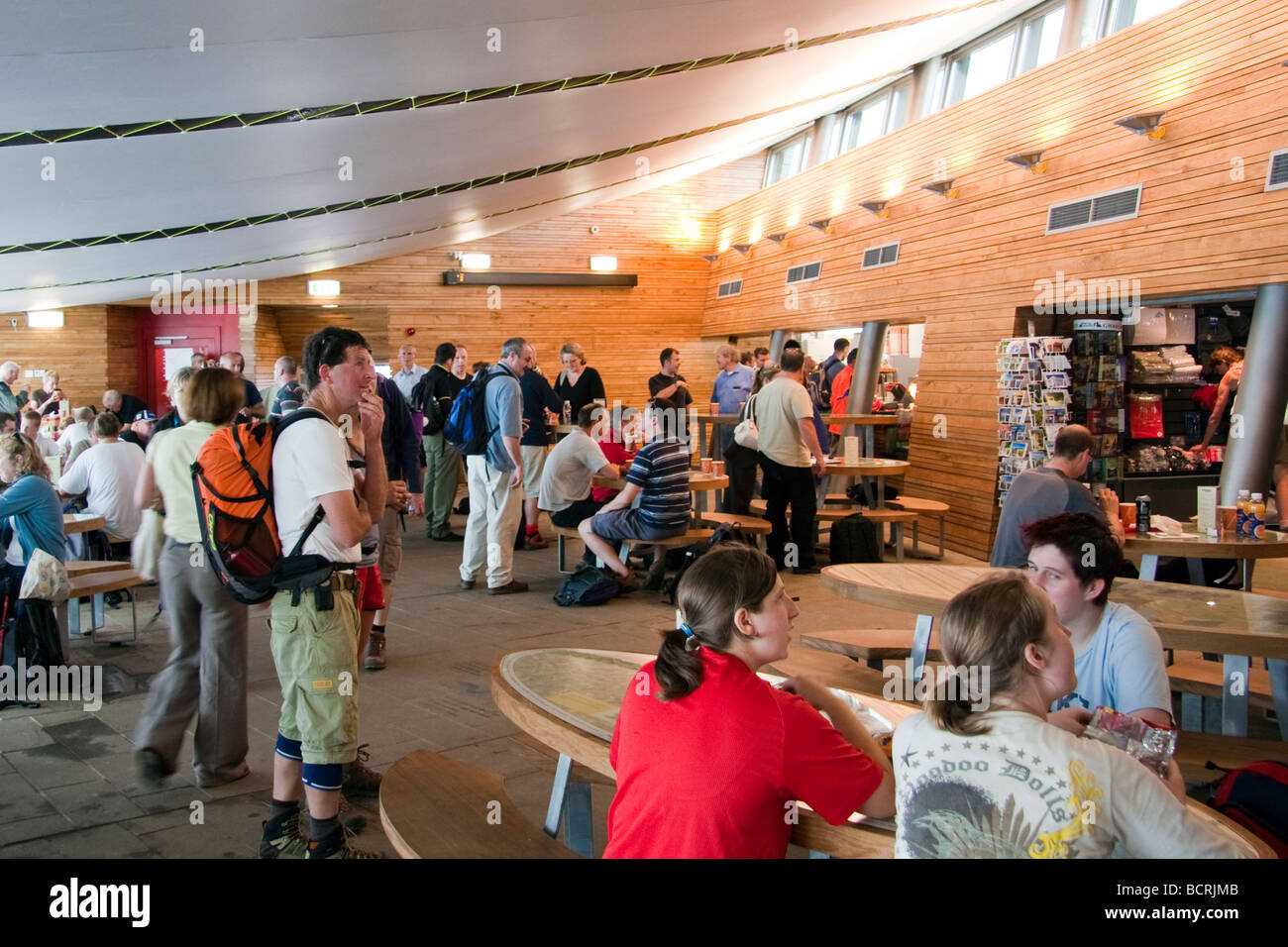 Snowdon summit cafe, Snowdonia, Wales. Stock Photo