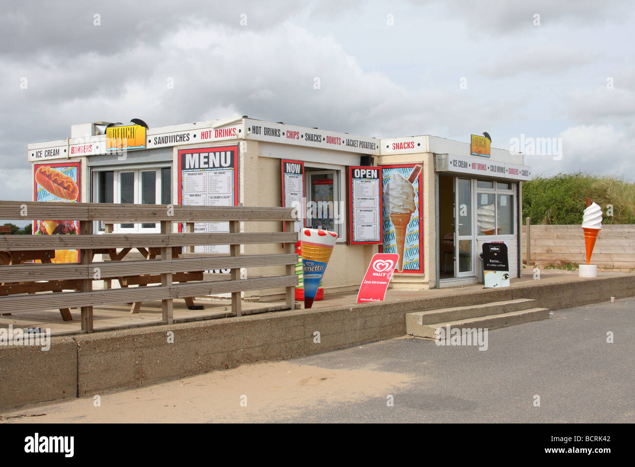 A cafe at an English holiday resort. Skegness, Lincolnshire, England, U.K. Stock Photo