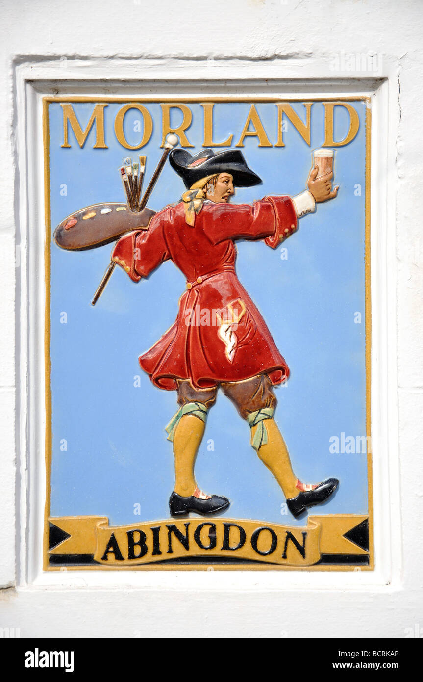 Antique Abingdon Morland Ales ceramic sign on building, Chapel Street, Watlington, Oxfordshire, England, United Kingdom Stock Photo