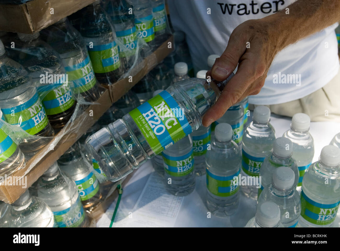NYC H2O is given out on Governor s Island during the City of Water Day Stock Photo