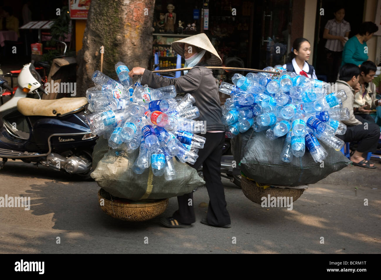 Street Rubbish Collector Hanoi Vietnam Stock Photo