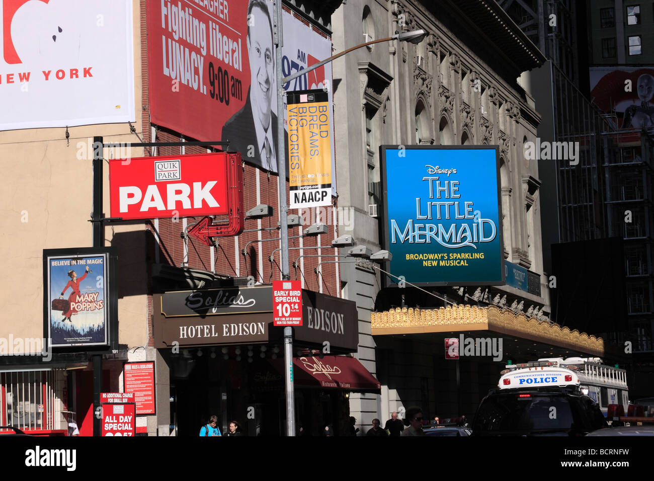Broadway theater district near Times Square New York City USA Stock Photo
