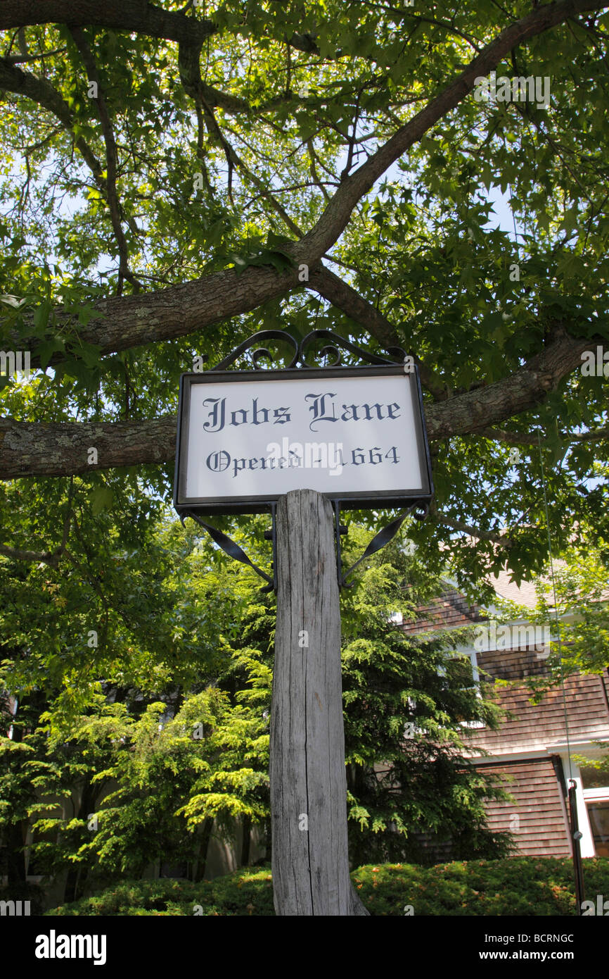 Jobs Lane, historic street in Southampton, Long Island, NY Stock Photo