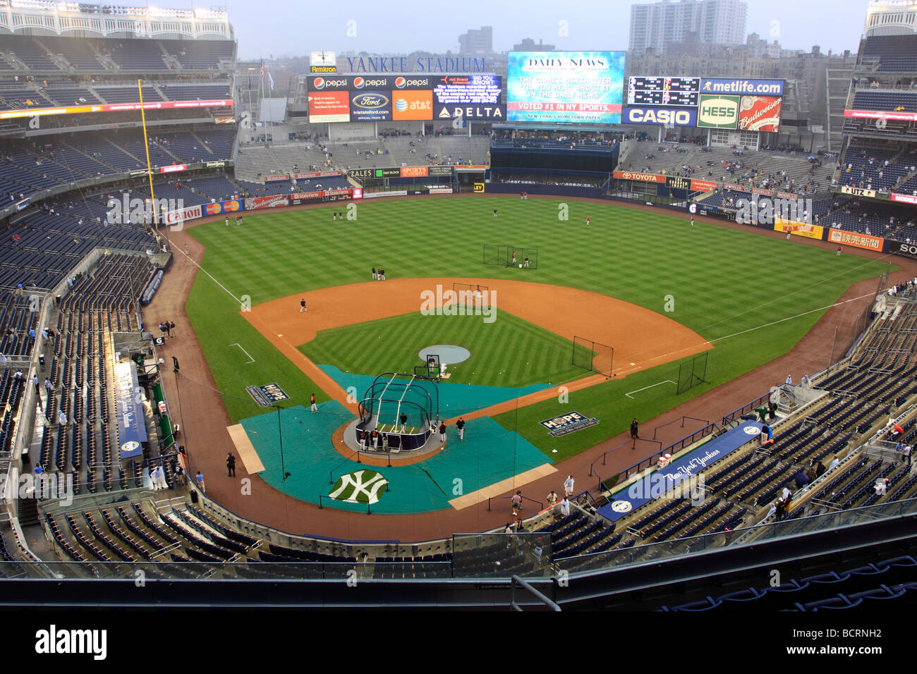 Pre game batting practice at the new Yankee Stadium Bronx New York USA Stock Photo
