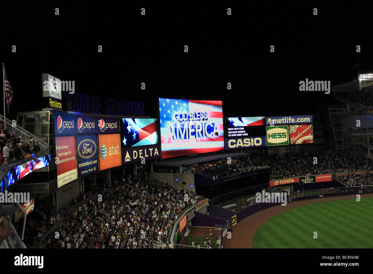 The center field scoreboard and video screen at the new Yankee Stadium