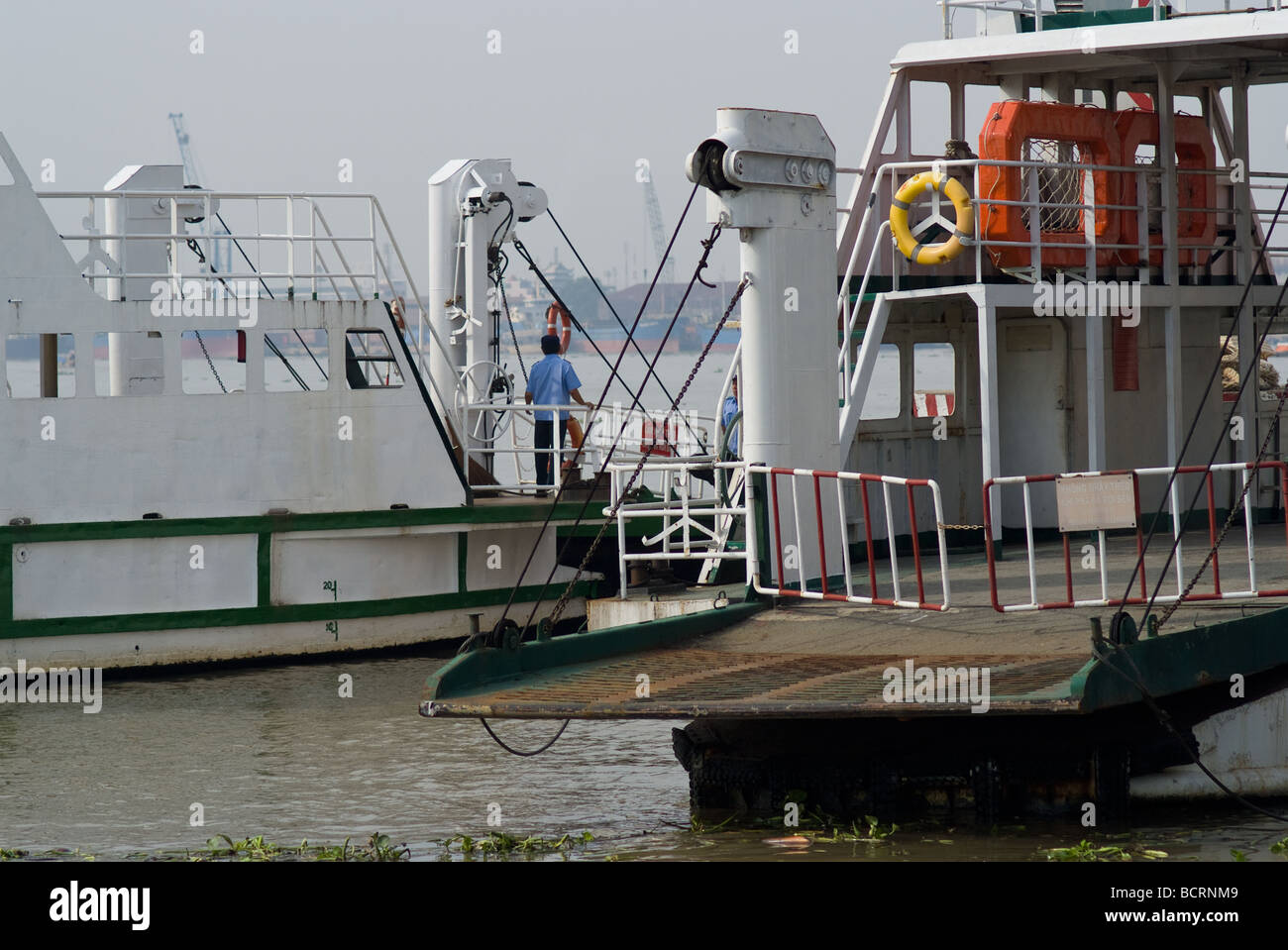 Two car ferries at the harbour of Ho Chi Minh City in Vietnam Stock Photo