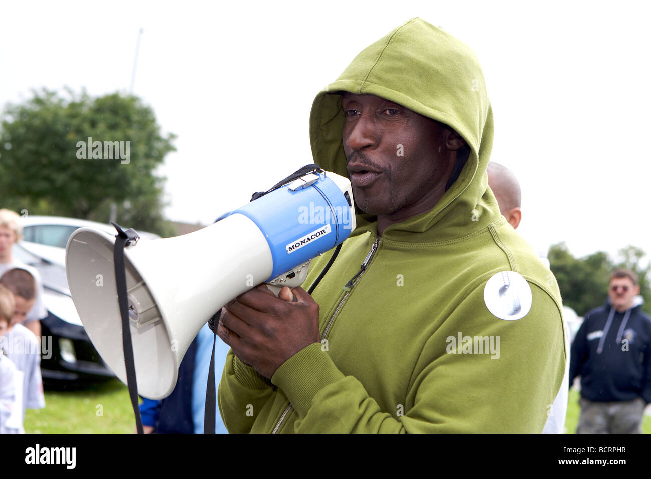 Former athlete Linford Christie pictured during a Street Athletics event in Featherstone, West Yorkshire. Stock Photo