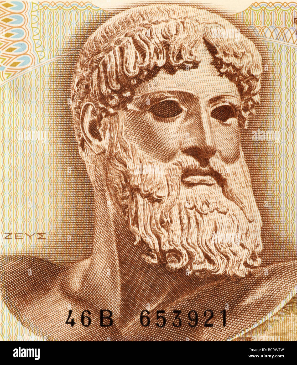 God Zeus on 1000 Drachmai 1970 Banknote from Greece Stock Photo