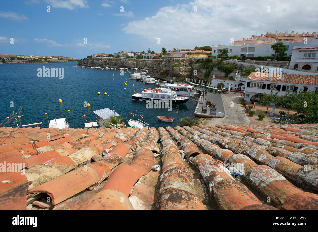The harbour at Cales Fonts near Es Castell on the Balearic island of Menorca Stock Photo