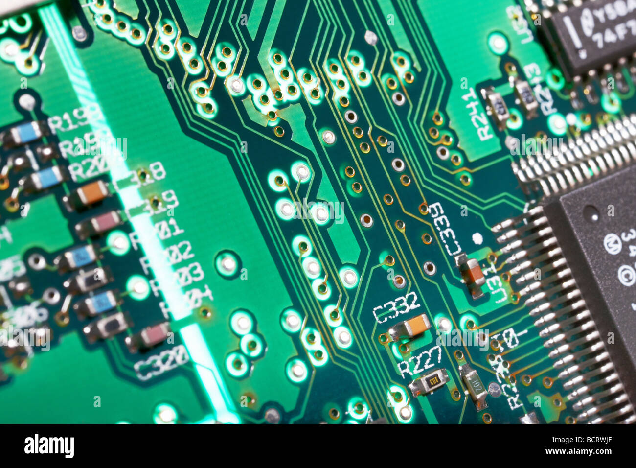 Close-up of the pcb track of a desktop computer motherboard Stock Photo -  Alamy