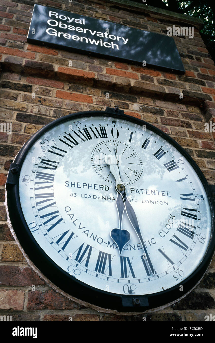 Shepherd Gate Clock outside the Greenwich Royal Observatory in London. Stock Photo