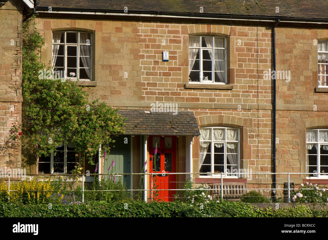 Victorian stone houses built by the local textile mill owners Stock
